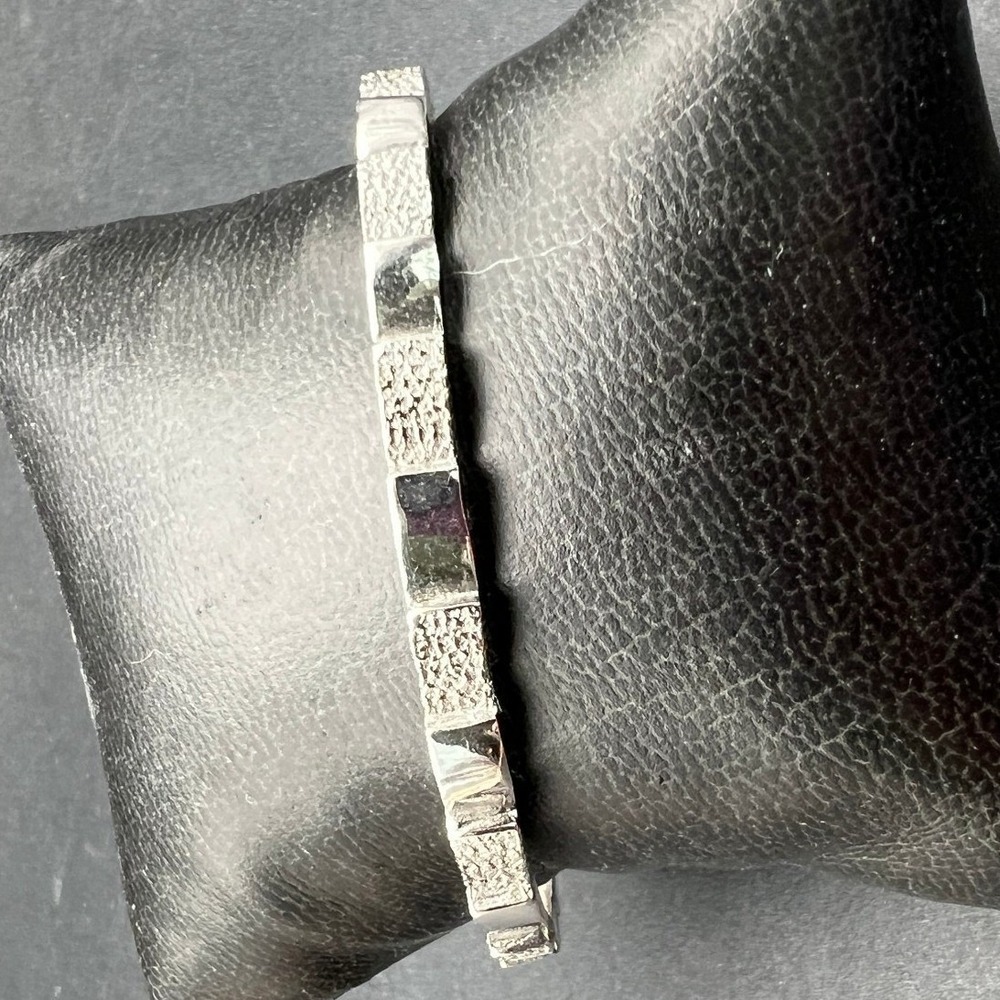 Vintage Kramer Bracelet Step Shiny Brushed Silver‎ Tone Bangle